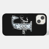 J Faux Diamond Bling Monogram iPhone Hülle (Rückseite (Horizontal))