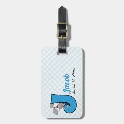 J für Jackrabbit Boys Monogram in Blue Gepäckanhänger (Vorderseite vertikal)