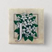 J für Jasmin-Blumen-Monogramm Button (Vorderseite)
