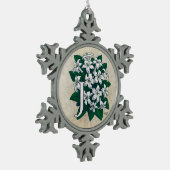 J für Jasmin-Blumen-Monogramm Schneeflocken Zinn-Ornament (Links)