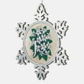 J für Jasmin-Blumen-Monogramm Schneeflocken Zinn-Ornament (Rechts)