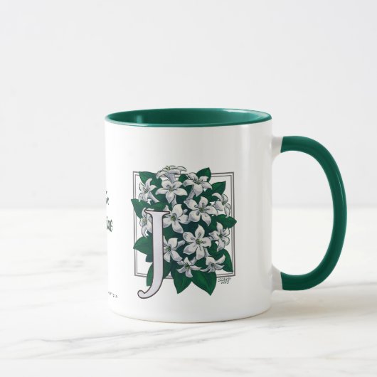 J für Jasmin-Blumen-Monogramm Tasse (Rechts)