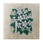 J für Jasmine Blume Monogram Fliese (Vorderseite)