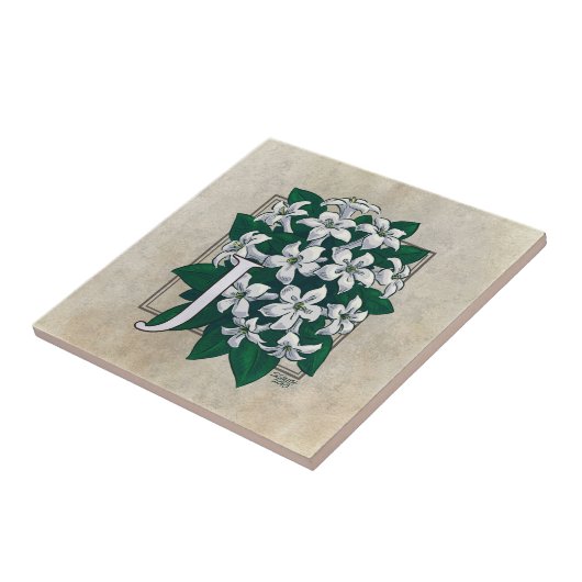 J für Jasmine Blume Monogram Fliese (Seite)