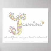J für Jasmine Initial Doodle Art Poster (Vorne)