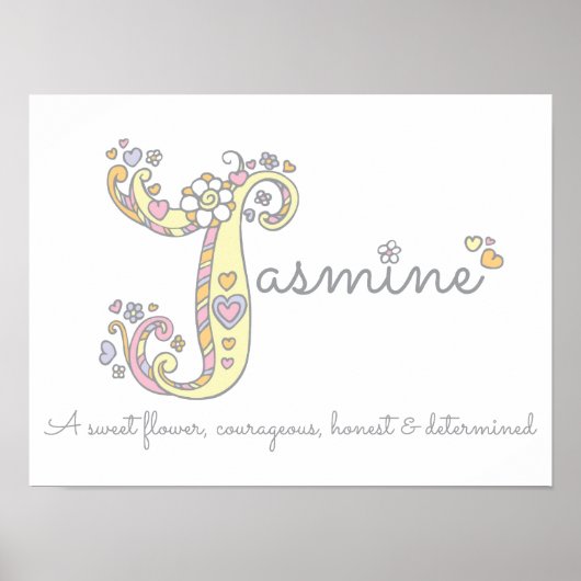 J für Jasmine Initial Doodle Art Poster (Vorne)