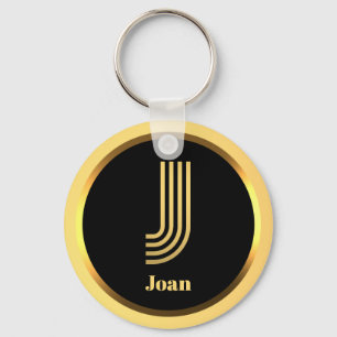 J Gold Mit Monogramm Letter Personalisiert Schlüsselanhänger