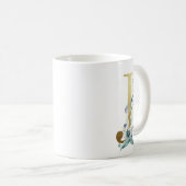 J Golden Initial mit blauem Blumenblättern Kaffeetasse (VorderseiteRechts)