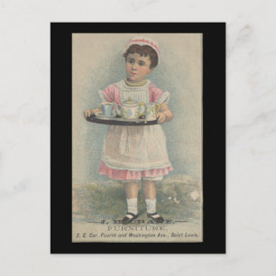 J.H. Crane Möbel Junge Mädchen mit Serviertablett Postkarte