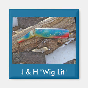 J & H "WIG LIT" Vintage-Salzwasserköder-Artikel Magnet