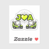 J Heart A Cute Golf Cart Couple's Monogram Sticker (Blatt)