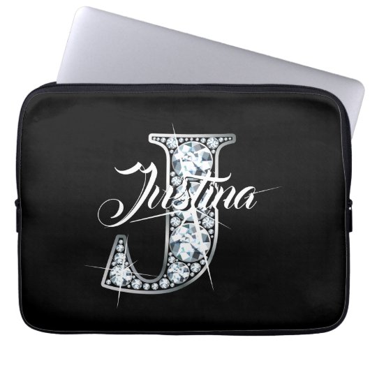 J Imitats Diamond Bling Monogram Laptopschutzhülle (Vorderseite)