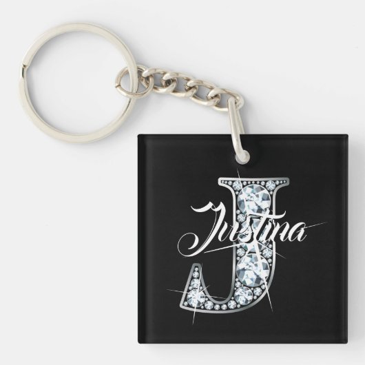 J Imitats Diamond Bling Monogram Schlüsselanhänger (Vorderseite)