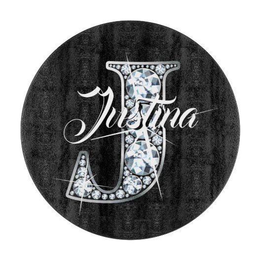 J Imitats Diamond Bling Monogram Schneidebrett (Vorderseite)
