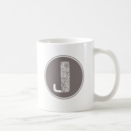 J Initial Floral Monogram Kaffeetasse (Rechts)