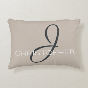 J Initial Personalisiert Name Neutral Taupe Tan Dekokissen