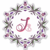 J Initial Unique & Bizarre Boho Blume Hübsch Aufkleber (Vorderseite)