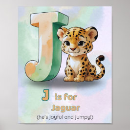 J is for Jaguar – Jungle Animal Alphabet Print for Poster