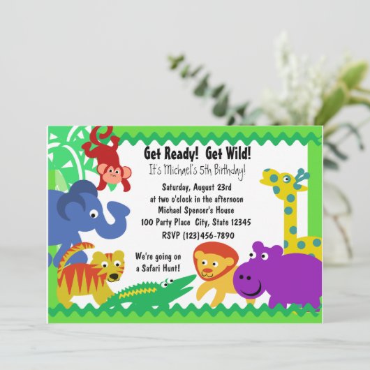 J ist für Dschungel Einladung (Stehend Vorderseite)