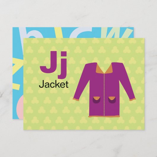 J ist für Jacket - Alphabet Flash Card Postkarte (Vorne/Hinten)