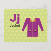 J ist für Jacket - Alphabet Flash Card Postkarte (Vorderseite)