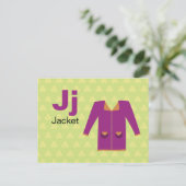 J ist für Jacket - Alphabet Flash Card Postkarte (Stehend Vorderseite)