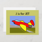 "J" ist für Jet Alphabet Flashcard Postkarte (Vorne/Hinten)