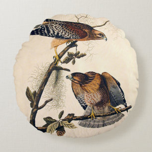 J.J. Audubon (roter geschulterter Falke) (1829) Rundes Kissen