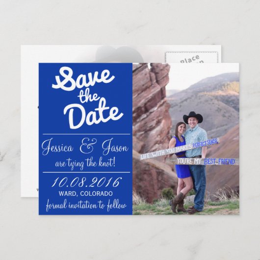 J+J Daten speichern Ankündigungspostkarte (Vorne/Hinten)