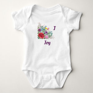J Joy Personalize Letter Name, Rose Blume Baby Strampler