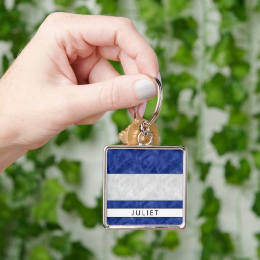J Juliet Nautical Signal Flag + Your Name Schlüsselanhänger (Hand)