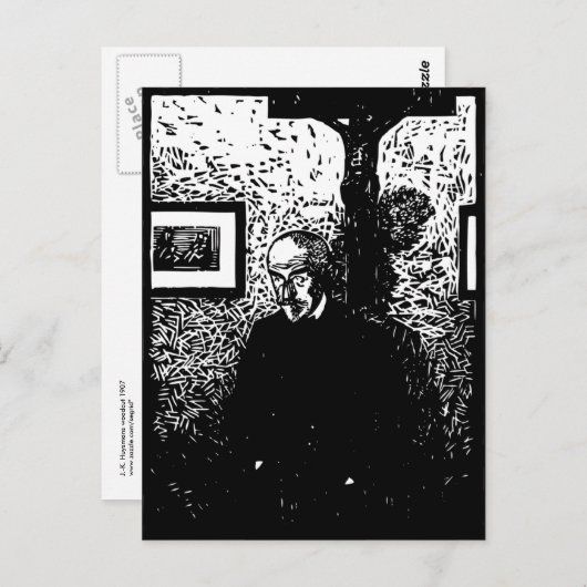 J.-K. Huysmans Woodcut Postkarte (Vorne/Hinten)