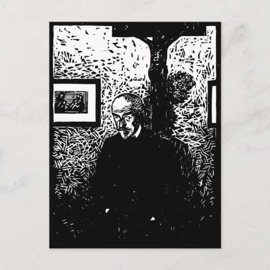 J.-K. Huysmans Woodcut Postkarte (Vorderseite)