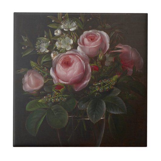 J.L. Jensen - Rose und Tree Anemones in einem ... Fliese (Vorderseite)
