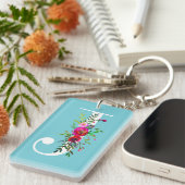 J Letter Initial Monogram Floral Custom Color Schlüsselanhänger (Vorderseite rechts)