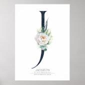 J Letter Monogram White Blume and Greenery Poster (Vorne)