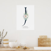 J Letter Monogram White Blume and Greenery Poster (Küche)