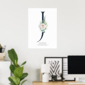 J Letter Monogram White Blume and Greenery Poster (Heimbüro)