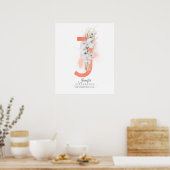 J Letter Monogram White Orchias and Pampas Grass Poster (Küche)