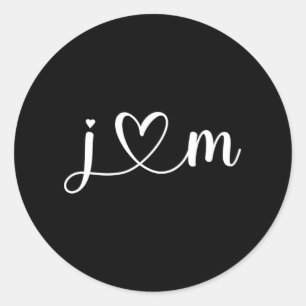 J Liebe M Bride Boyfriend and Girlfriend J Letter  Runder Aufkleber