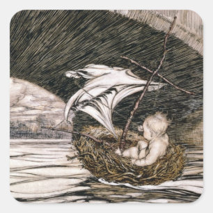 J.M. Barrie   "Er ist unter der Brücke gegangen un Quadratischer Aufkleber