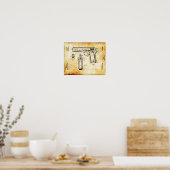 J.M Browning M1911 Pistol Patent Poster (Küche)