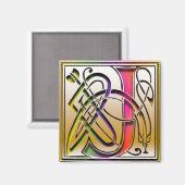 J Monogram "Celtic Rainbow" Square Magnet (Vorderseite/Rückseite)