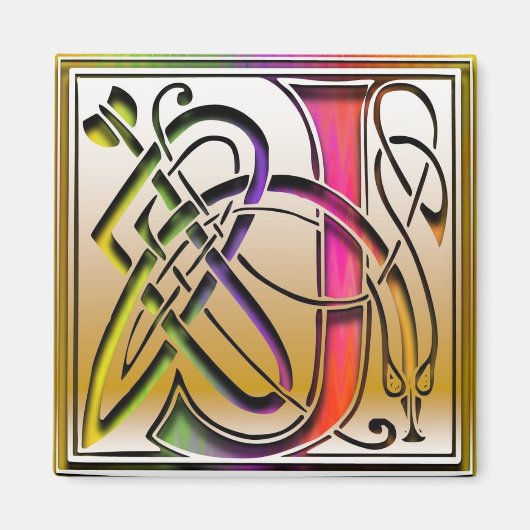 J Monogram "Celtic Rainbow" Square Magnet (Vorne)