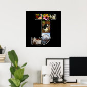 J Monogram Create your own 6 Foto Collage Black Poster (Heimbüro)