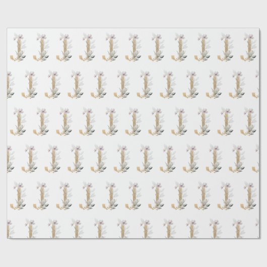 J Monogram Floral Geschenkpapier (Flach)