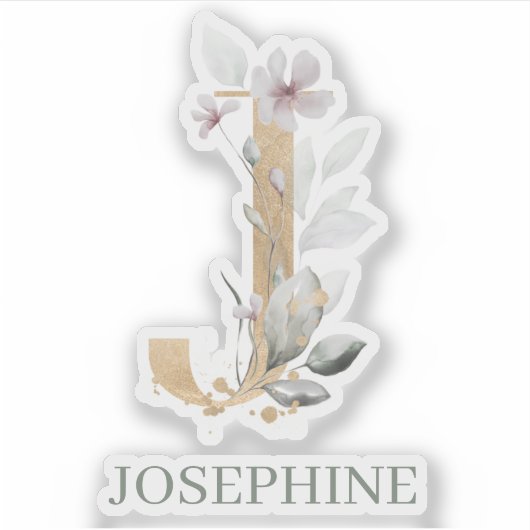 J Monogram Floral Personalisiert Aufkleber (Vorderseite)