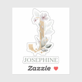 J Monogram Floral Personalisiert Aufkleber