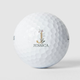 J Monogram Floral Personalisiert Golfball