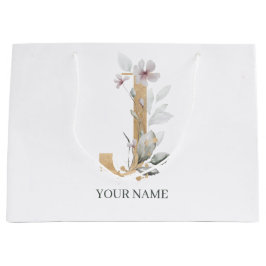 J Monogram Floral Personalisiert Große Geschenktüte